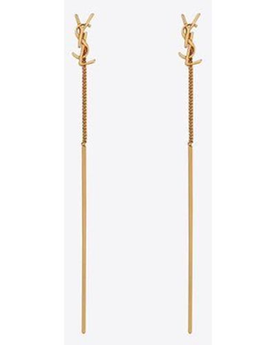 Saint Laurent Cassandre Threader Earrings - Metallic