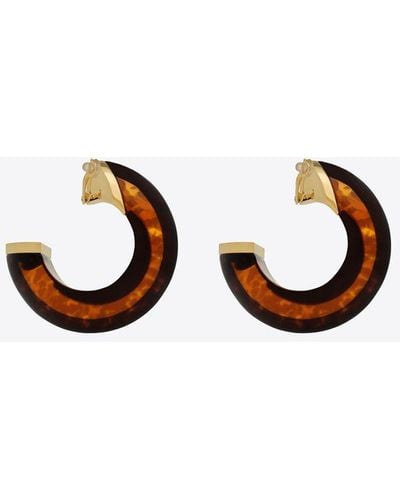 Saint Laurent Tortoiseshell Bumpy Hoop Earrings - Brown