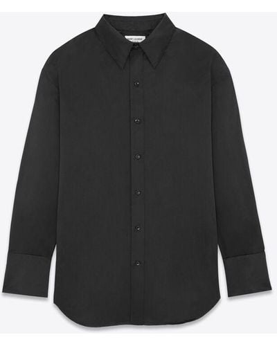 Saint Laurent Oversize-hemd aus duchesse-satin-seide schwarz