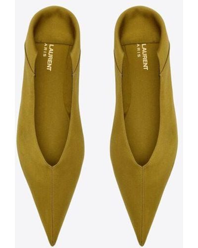 Saint Laurent Nour slipper aus satin gelb/gold - Mettallic