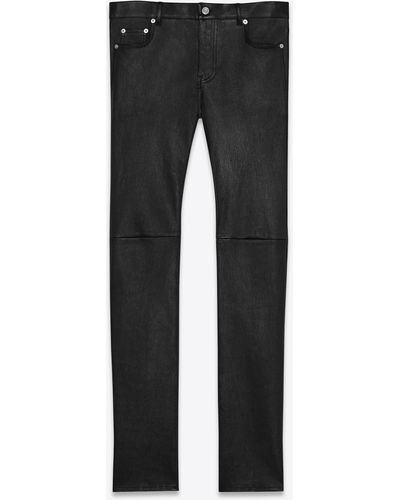 Saint Laurent Skinny Pants In Stretch Grained Leather - Black