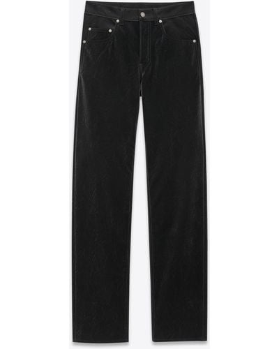 Saint Laurent Long Extreme baggy Jeans In Crinkle Black Denim