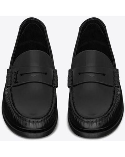 Saint Laurent Le loafer monogram penny slippers aus glattleder schwarz