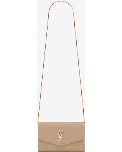 Saint Laurent Envelope Chain Wallet In Grain De Poudre Embossed Leather - Multicolor