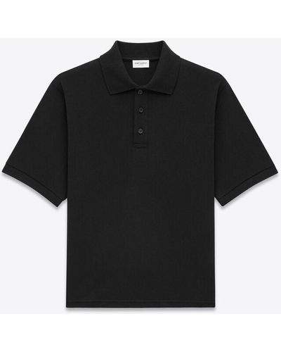 Saint Laurent Cassandre Polo Shirt In Piqué - Black