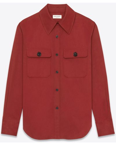 Saint Laurent Saharienne Shirt In Cotton Twill - Red