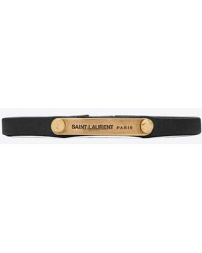 Saint Laurent Black Id Plaque Bracelet