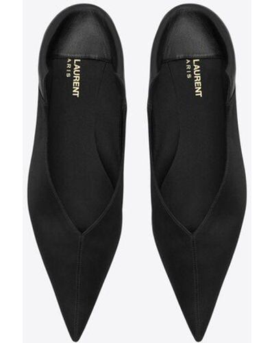 Saint Laurent Nour slipper aus satin schwarz