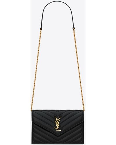 Saint Laurent Manhattan Leather Crossbody Bag in Black | Lyst