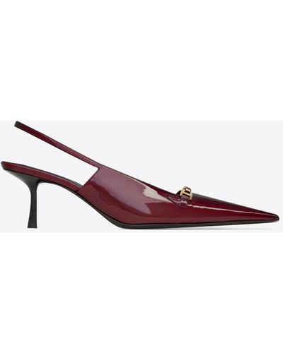 Saint Laurent Carine Slingback Pumps In Patent Leather - White