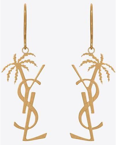 Saint Laurent Monogram palm earrings - Weiß