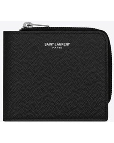 Saint Laurent East/west portemonnaie mit grain-de-poudre-struktur nd reißverschluss schwarz