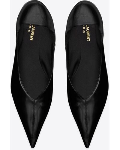 Saint Laurent Nour Slippers In Leather - Black