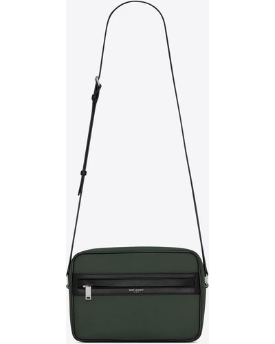 Saint Laurent Camp Camera Bag In Econyl® And Lambskin - Black