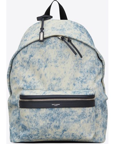 Saint Laurent City Backpack In Grunge Denim - Blue