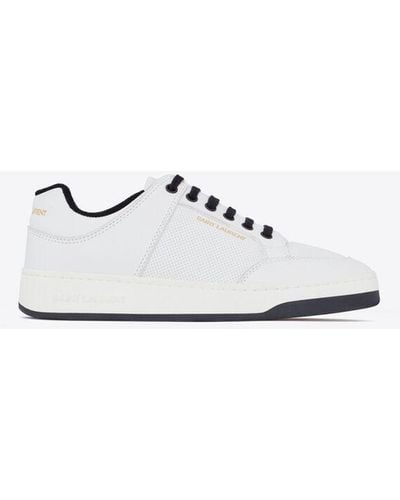Saint Laurent Sl/61 mid-top sneaker aus perforiertem leder weiß