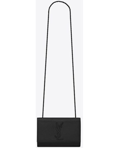 Saint Laurent Kate small tasche aus leder mit grain-de-poudre-struktur schwarz
