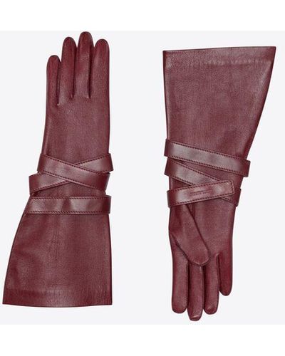 Saint Laurent Aviator Gloves - Purple