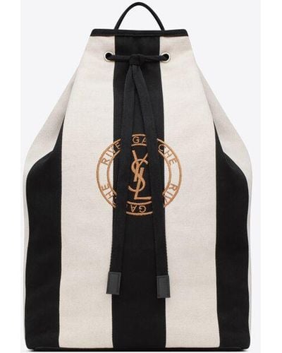Saint Laurent Rive Gauche Sling Bag In Canvas - Black