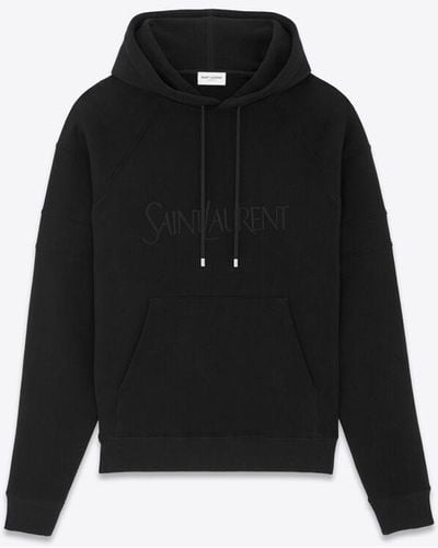 Saint Laurent Embroidered-logo Cotton Hoodie - Black