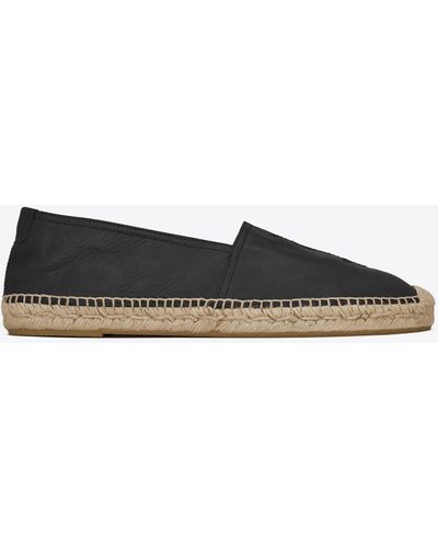 Saint Laurent Leather Logo Espadrilles - Black