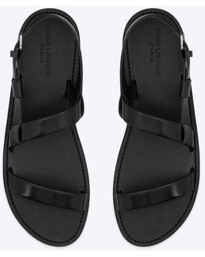 Saint Laurent Jean sandalen aus glasiertem leder schwarz - Weiß