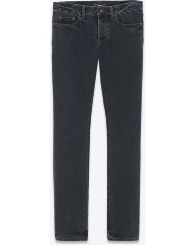 Saint Laurent Slim-fit Jeans In Dark Blue Black Denim