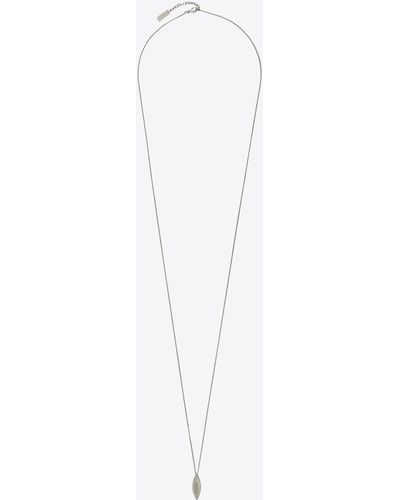 Saint Laurent Long Oval Charm Necklace - White