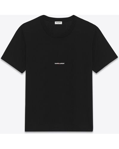 Saint Laurent Men Logo Crew Neck T-shirt - Black