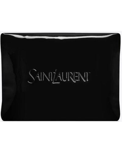 Saint Laurent Large Puffy Pouch In Patent Canvas - Black
