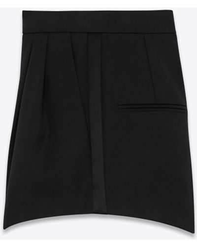 Saint Laurent Tuxedo Shorts In Grain De Poudre - Black