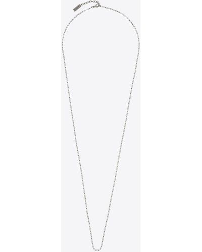 Saint Laurent Long Rectangular Chain Necklace - White