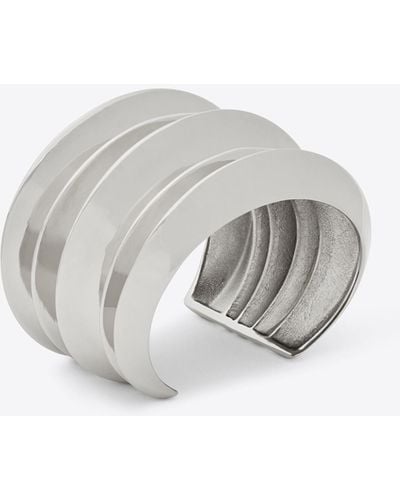 Saint Laurent Stacked Cuff In Metal - White