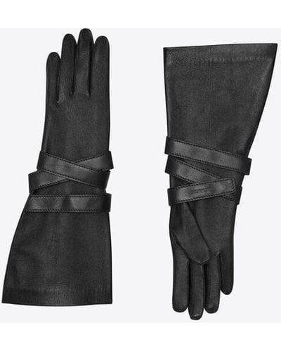 Saint Laurent Aviator Gloves - Black