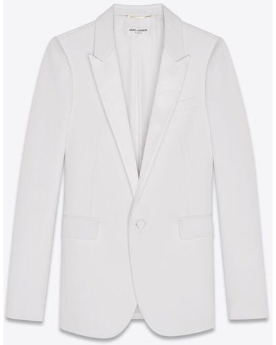 Saint Laurent Tuxedo blazer aus weißem grain de poudre weiß
