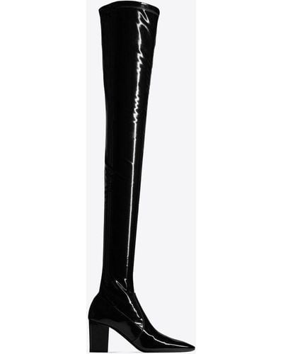 Saint Laurent Betty overknee-stiefel aus stretch-vinyl schwarz