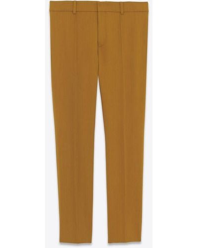 Saint Laurent Low-rise Trousers In Stretch Gabardine - Natural