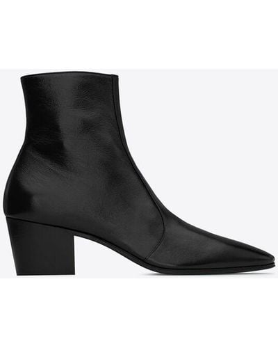Saint Laurent Vassili stiefel mit reißverschluss aus glattleder schwarz
