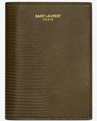 Saint Laurent Paris kartenetui aus eidechsenleder grün - Mehrfarbig