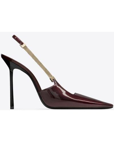 Saint Laurent Blake Slingback Court Shoes In Patent Leather - White