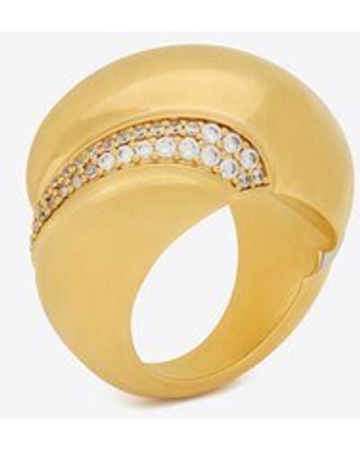 Saint Laurent Wirbelwindförmiger kristall-ring aus metall gelb/gold - Weiß