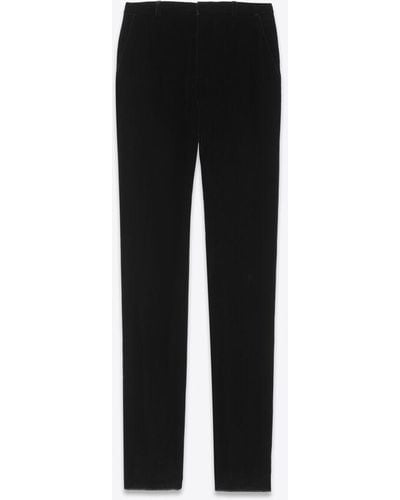 Saint Laurent Pantalon Taille Haute En Velours Noir - Black