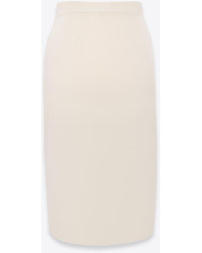 Saint Laurent Jupe Crayon En Maille Blanc S - White
