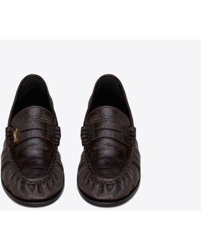 Saint Laurent Le loafer penny slippers aus aalleder bernstein - Schwarz