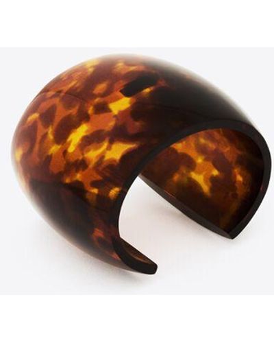 Saint Laurent Tortoiseshell Smoky Cuff In Resin - Multicolour