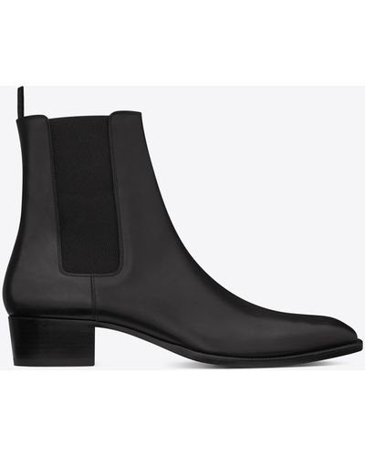 Saint Laurent Wyatt Chelsea En Cuir Lisse - White