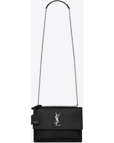 Saint Laurent Medium Sunset Leather Shoulder Bag - Black