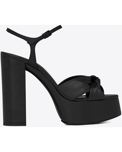Saint Laurent Bianca Sandals In Smooth Leather - ブラック