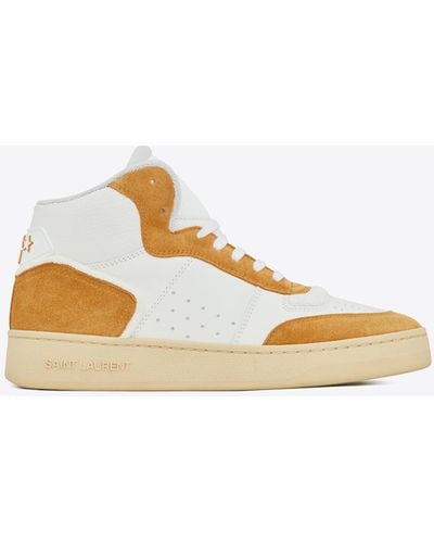 Saint Laurent Sl/80 Leather & Suede High-top Sneaker - White