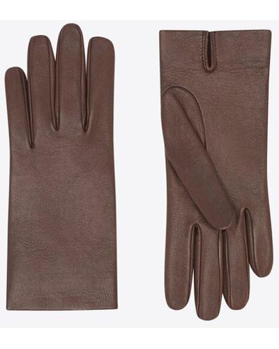 Saint Laurent Short Gloves - Brown